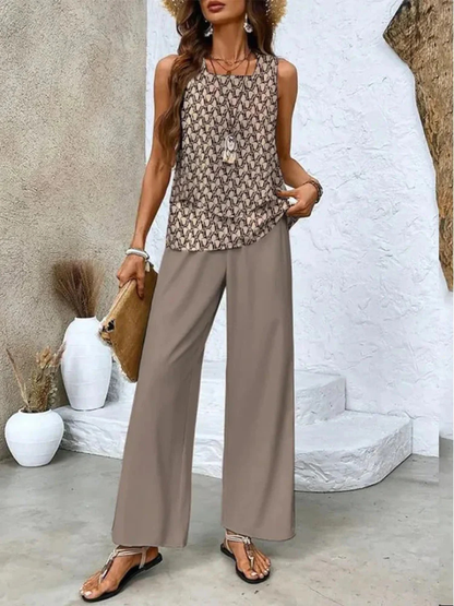 Ovelynra™ Sleeveless Wide-Leg Set