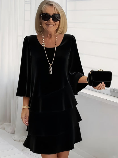 Catherine™ Elegant Comfort Ruffle Dress - Black