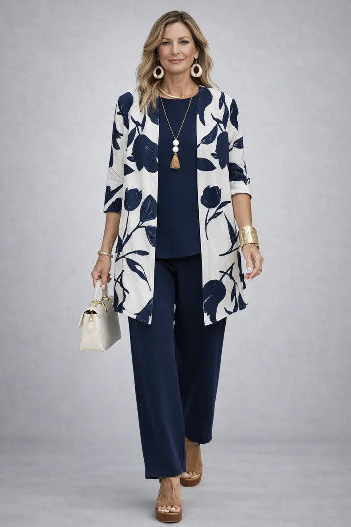 Jenilyn™ Classic Elegance Three-Piece Set - Blue White