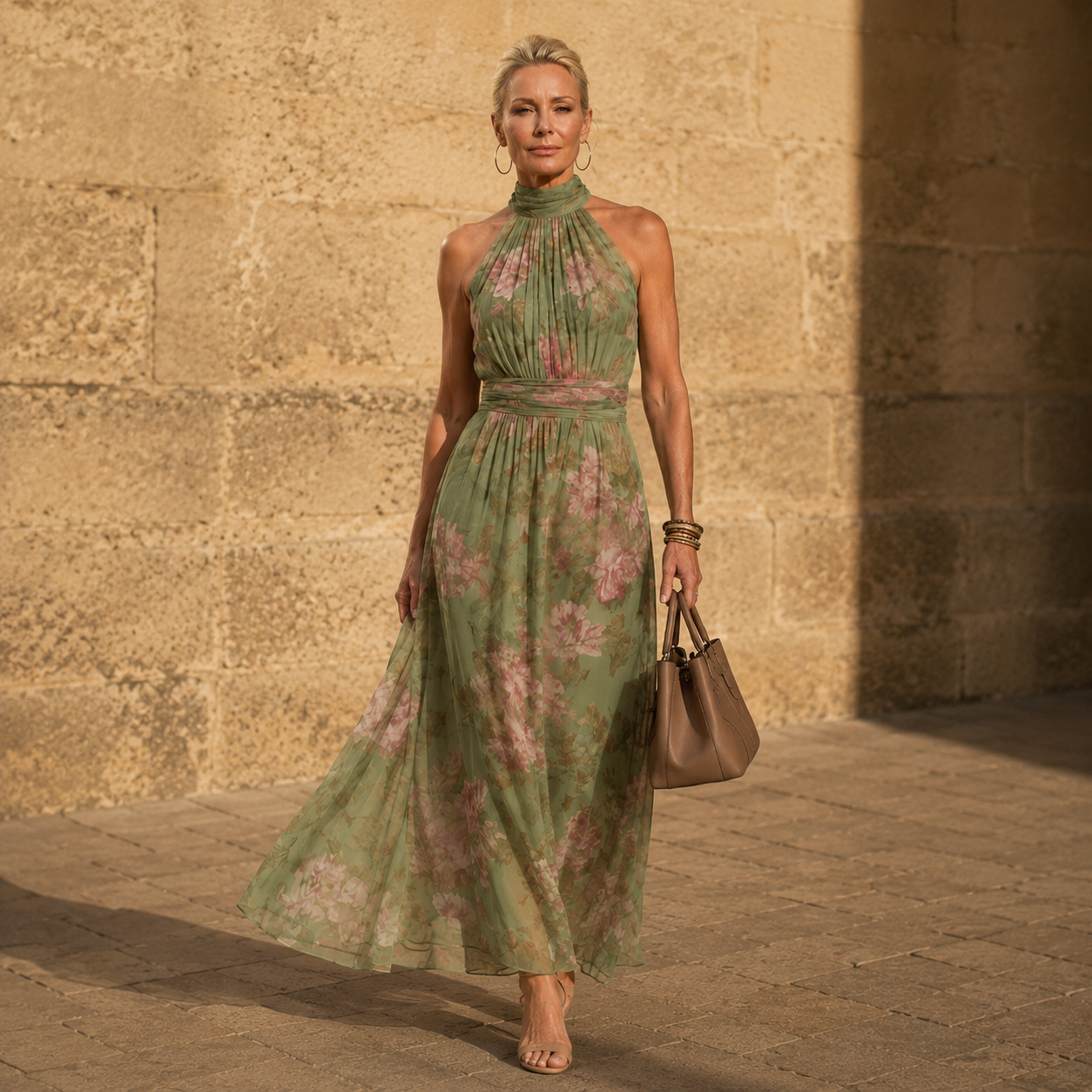 Mirelle™ Gathered Halter Midi Dress
