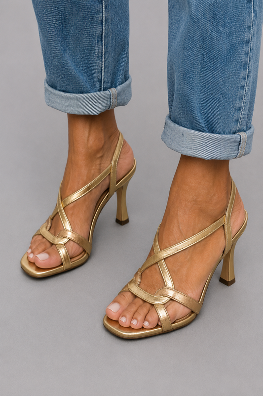 Elisabetta golden woven sandal