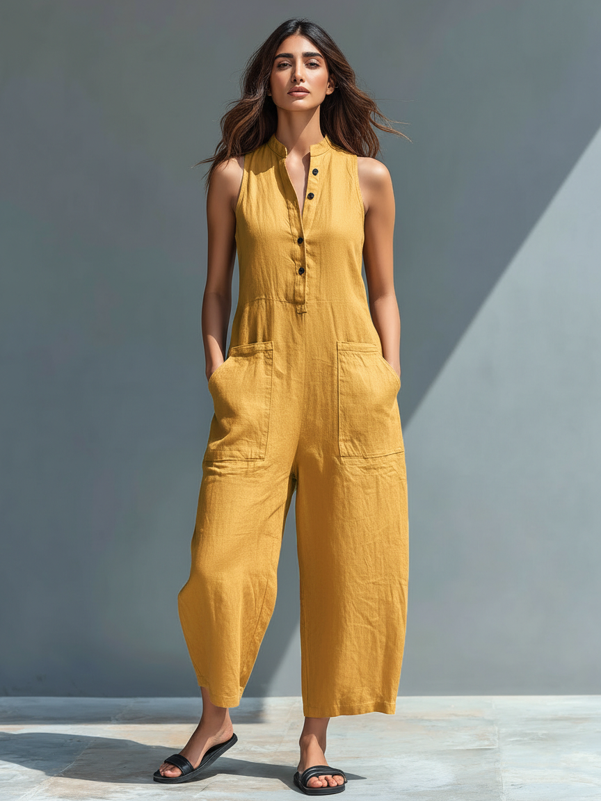 Lucy Elegant Sleeveless Jumpsuit - Yellow