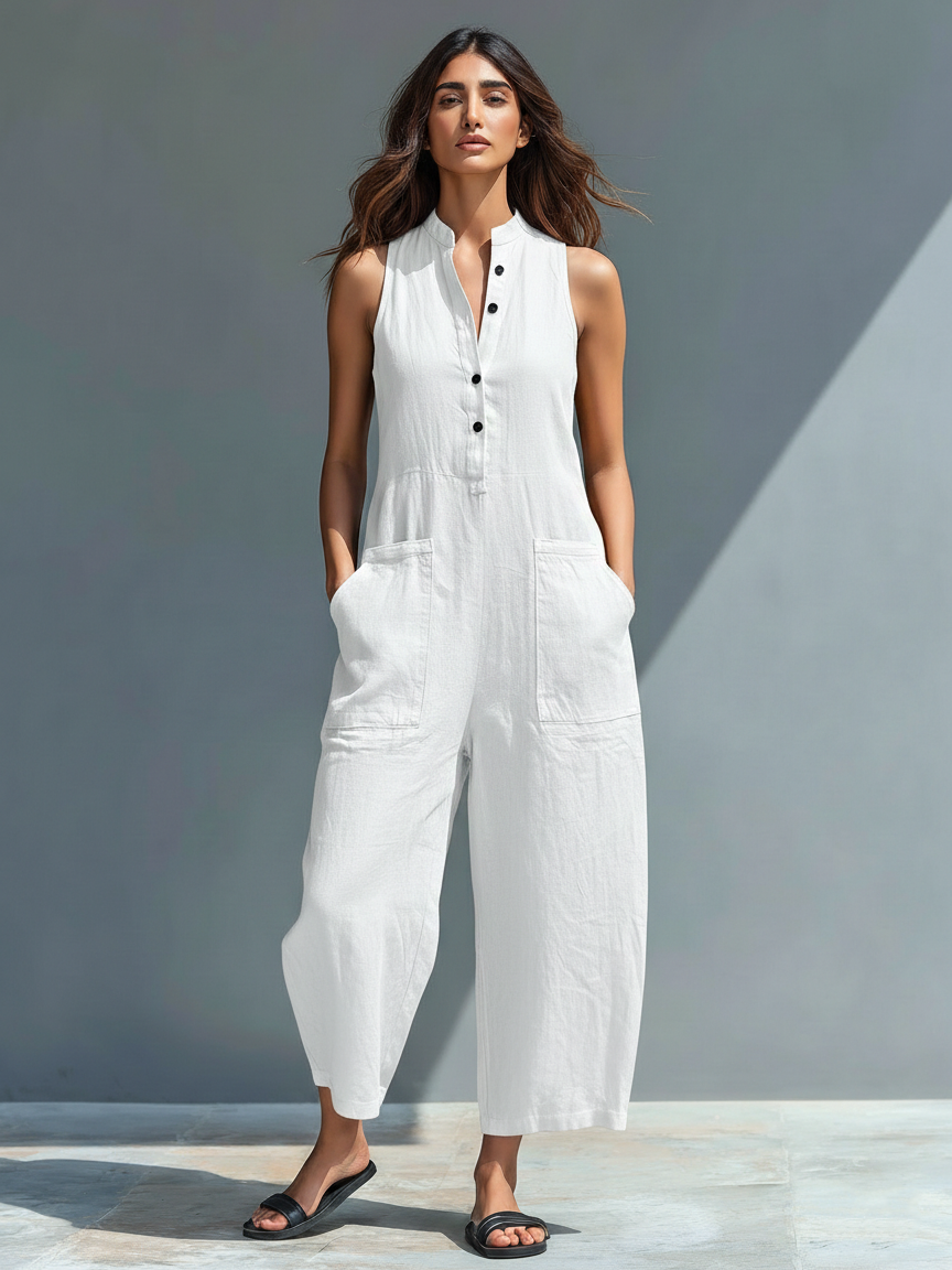 Lucy Elegant Sleeveless Jumpsuit - White