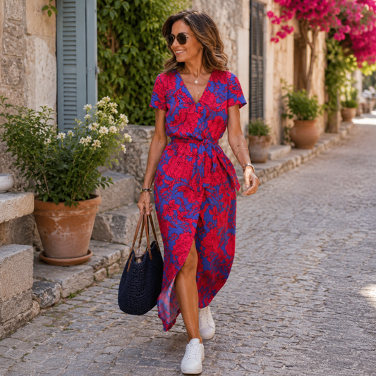Julia™ V-Neck Elegance Midi Dress