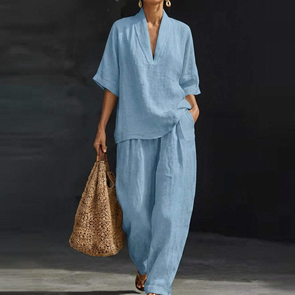 Tessa™ Wide-Leg Two-Piece Set - Light Blue