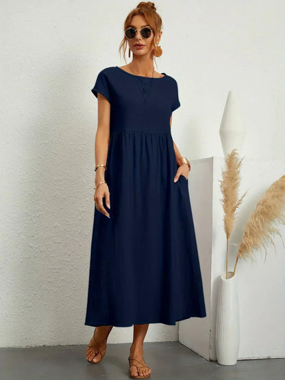 Nadine™ Fluid Midi Dress - Navy Blue