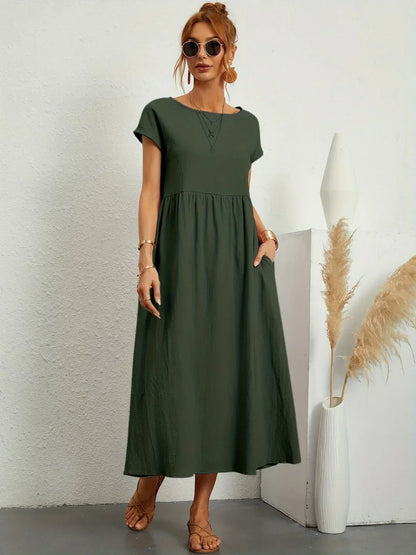 Nadine™ Fluid Midi Dress - Military Green