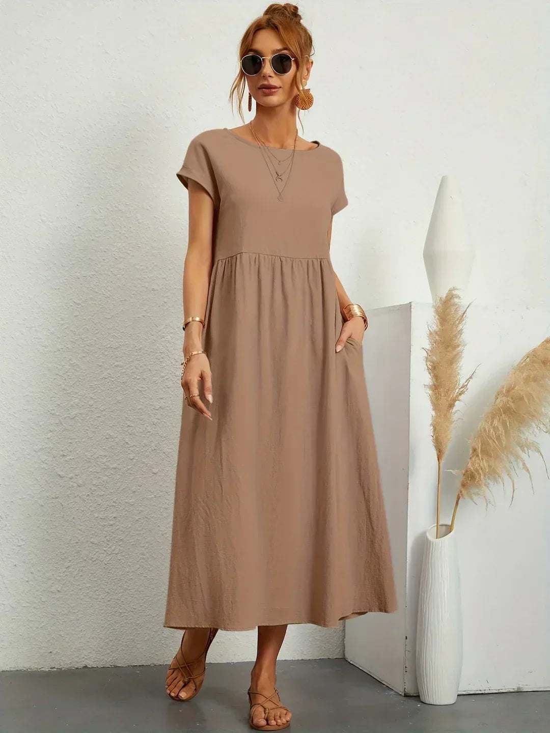 Nadine™ Fluid Midi Dress - Khaki