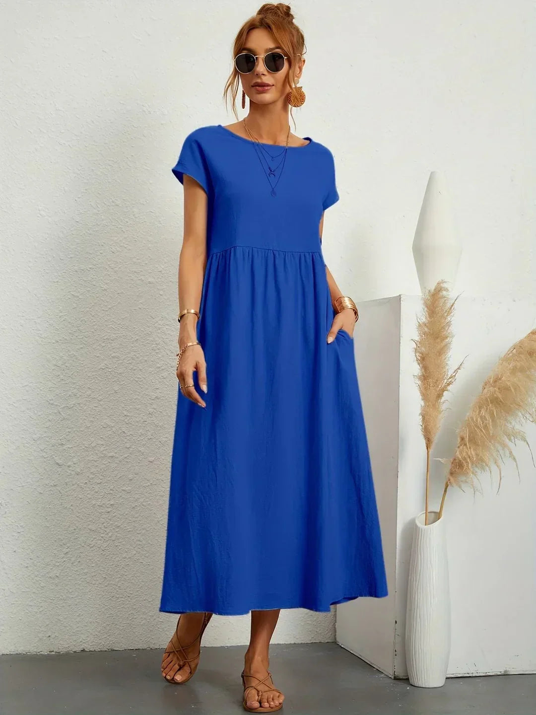 Nadine™ Fluid Midi Dress - Azure Blue