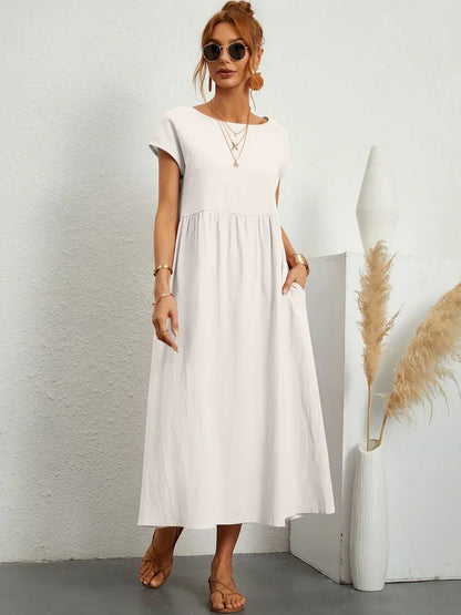 Nadine™ Fluid Midi Dress - White