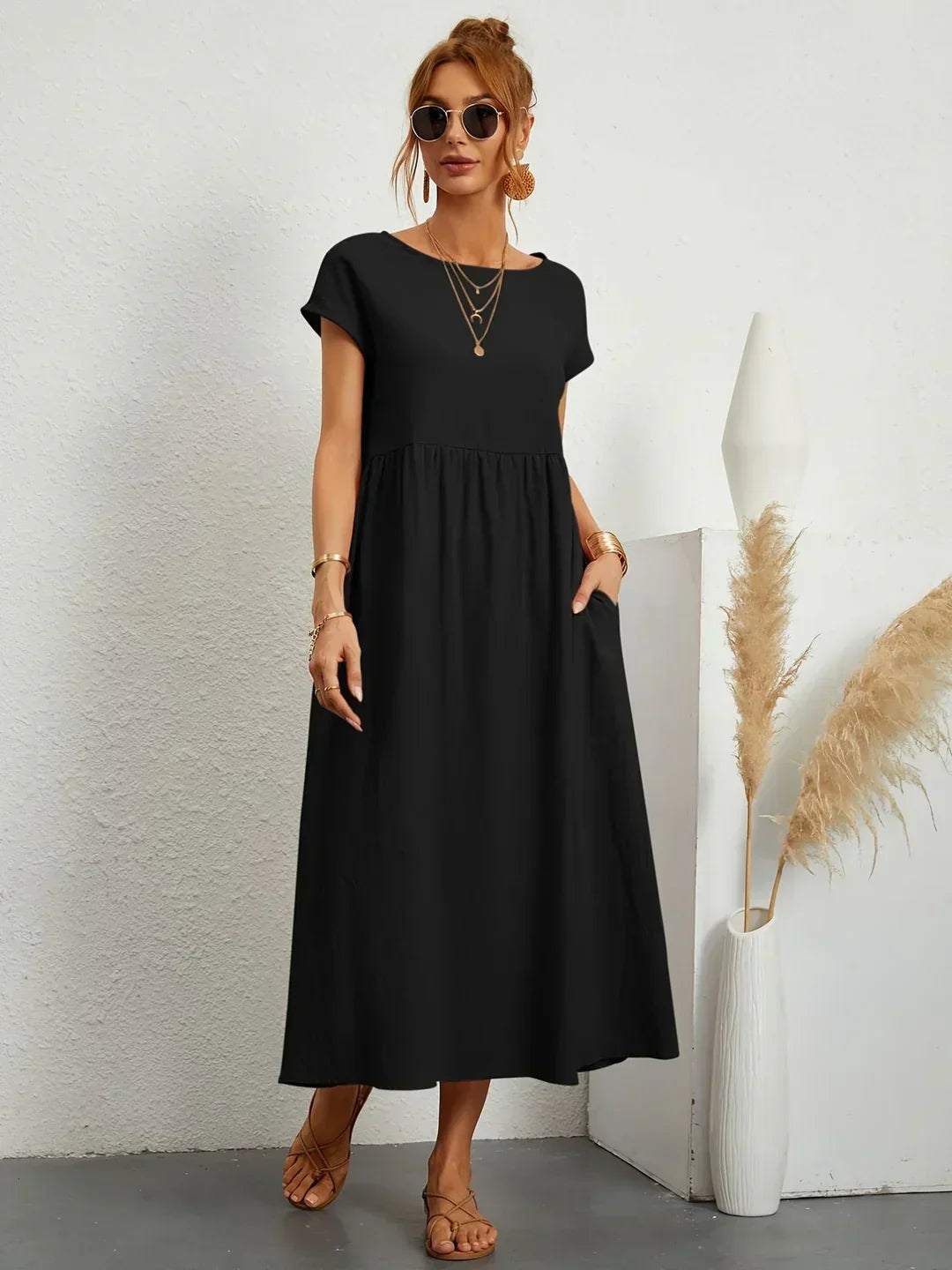 Nadine™ Fluid Midi Dress - Black