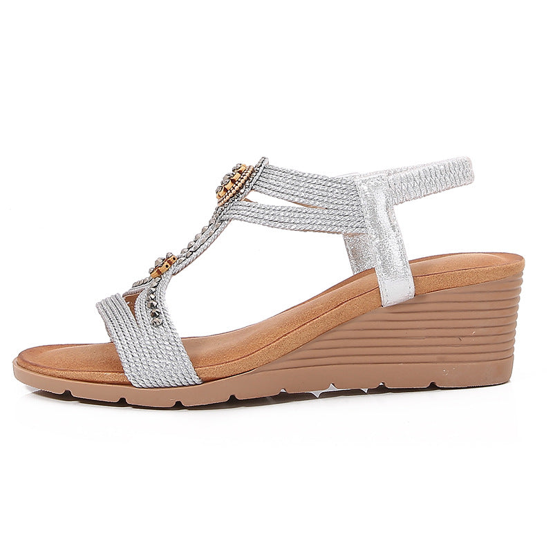 Aurore™ | Rhinestone Platform Wedge Sandals