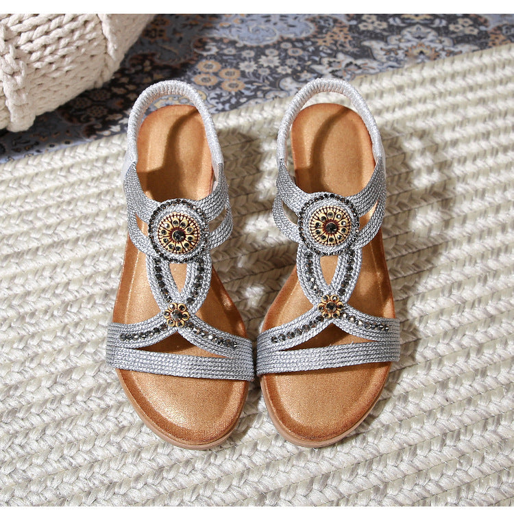 Aurore™ | Rhinestone Platform Wedge Sandals
