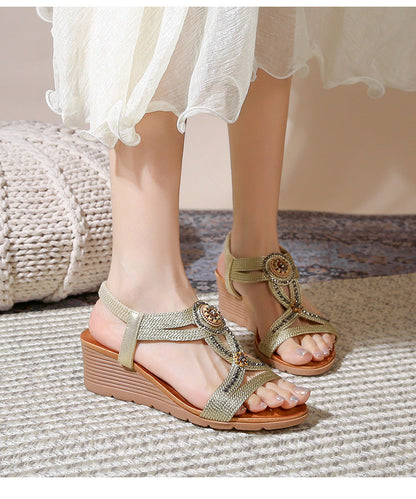 Aurore™ | Rhinestone Platform Wedge Sandals