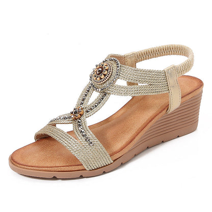 Aurore™ | Rhinestone Platform Wedge Sandals
