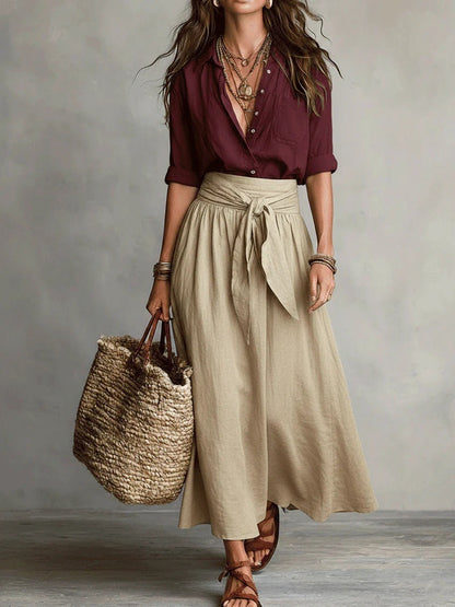Sage™ Two-Piece Set - Khaki Red