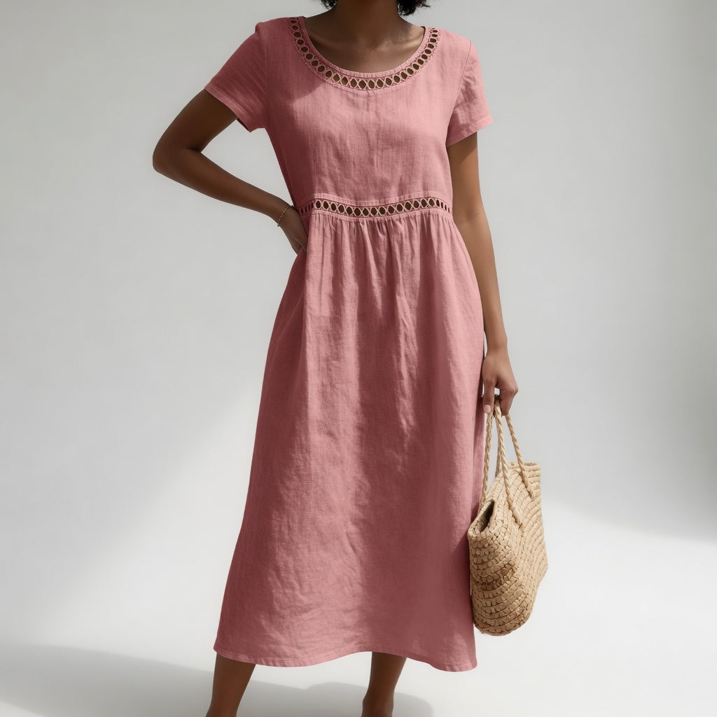Pernelle™ Embroidered Empire Midi Dress - Pink