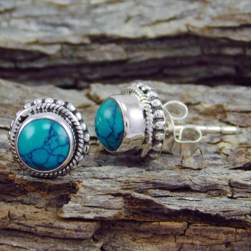 Graceful Turquoise Stud Earrings - Light