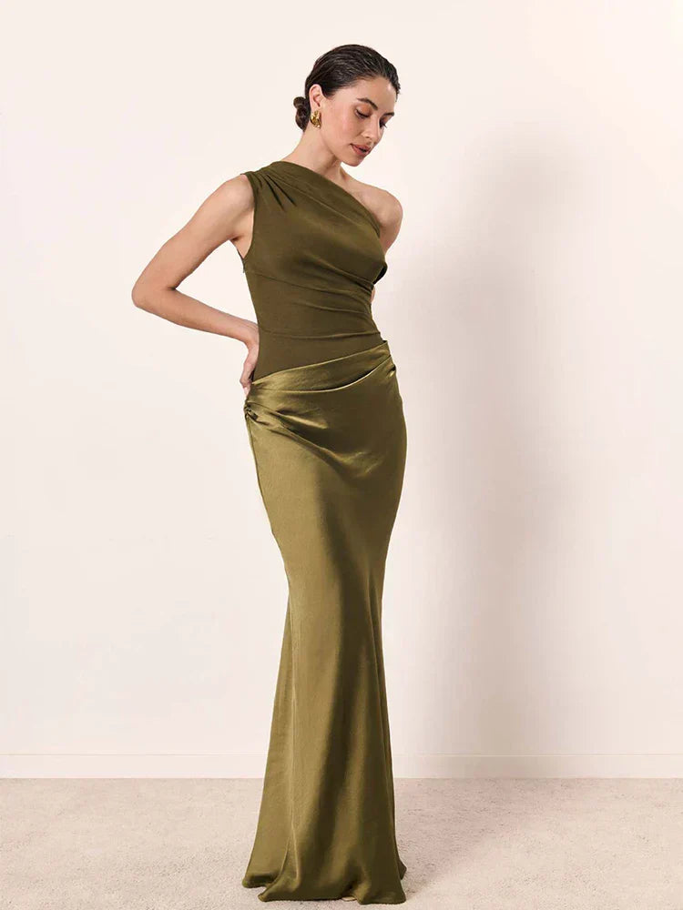 Luni™ | Satin Maxi Dress with Slit