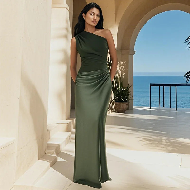Luni™ | Satin Maxi Dress with Slit