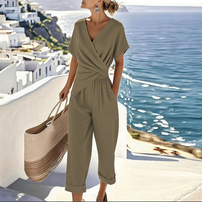 Colleen™ Elegant Two-Piece Set - Khaki