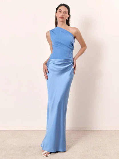 Luni™ | Satin Maxi Dress with Slit