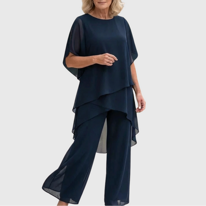 Linda™ Draped Palazzo Two-Piece Set - Blue