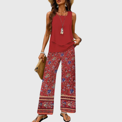 Ovelynra™ Sleeveless Wide-Leg Set