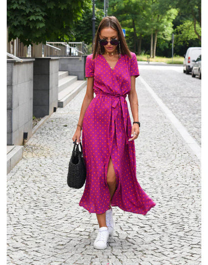 Julia V-Neck Dress - Pink