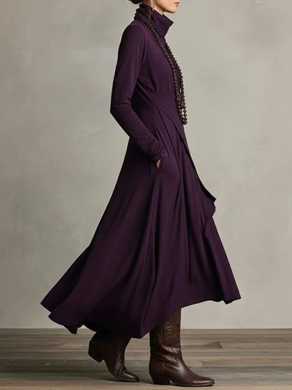 Arielle Vintage Asymmetrical Turtleneck Dress lifestyle