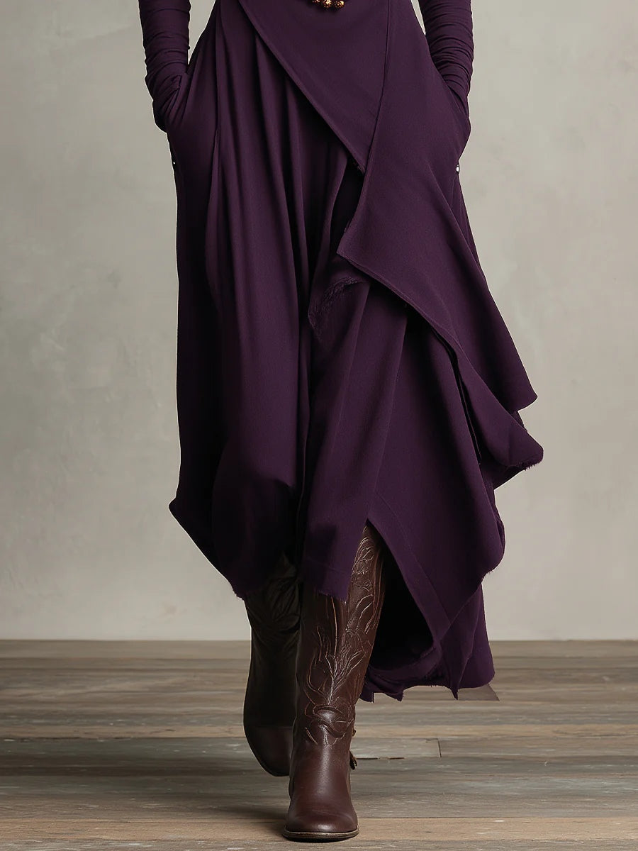 Arielle Vintage Asymmetrical Turtleneck Dress lifestyle 3