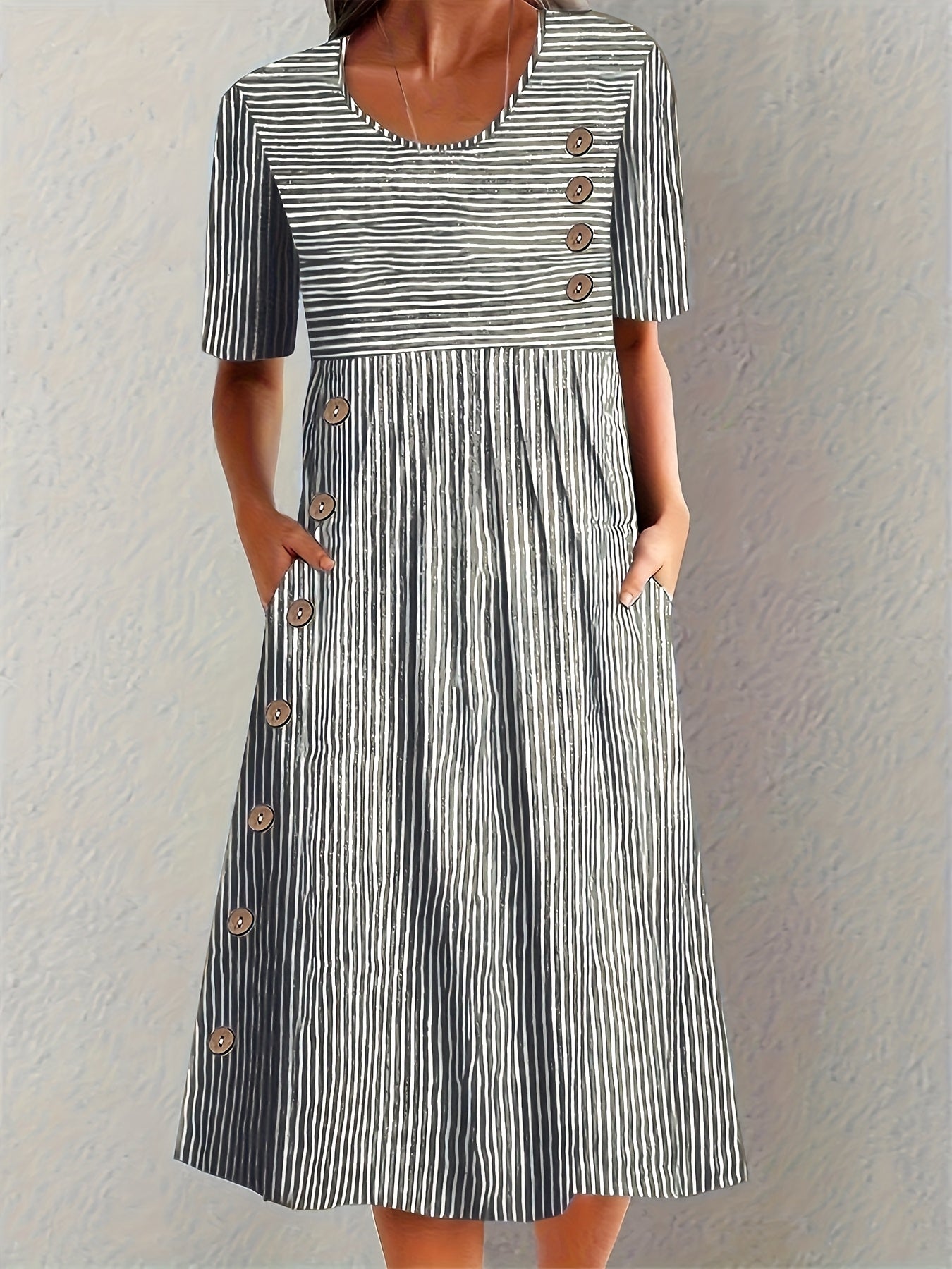 Sofia Striped Summer Dress - Black