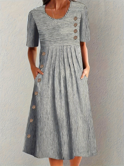 Sofia Striped Summer Dress - Black