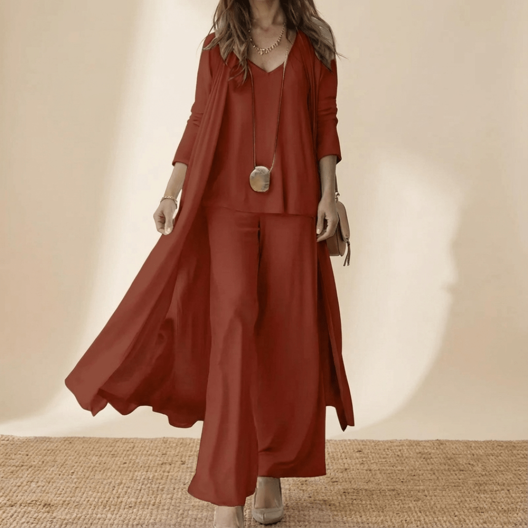 Barbara Elegant Three-Piece Set - Burgundy