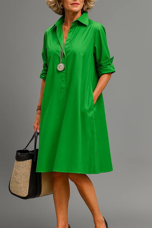 Clara Elegant Midi Dress — Green