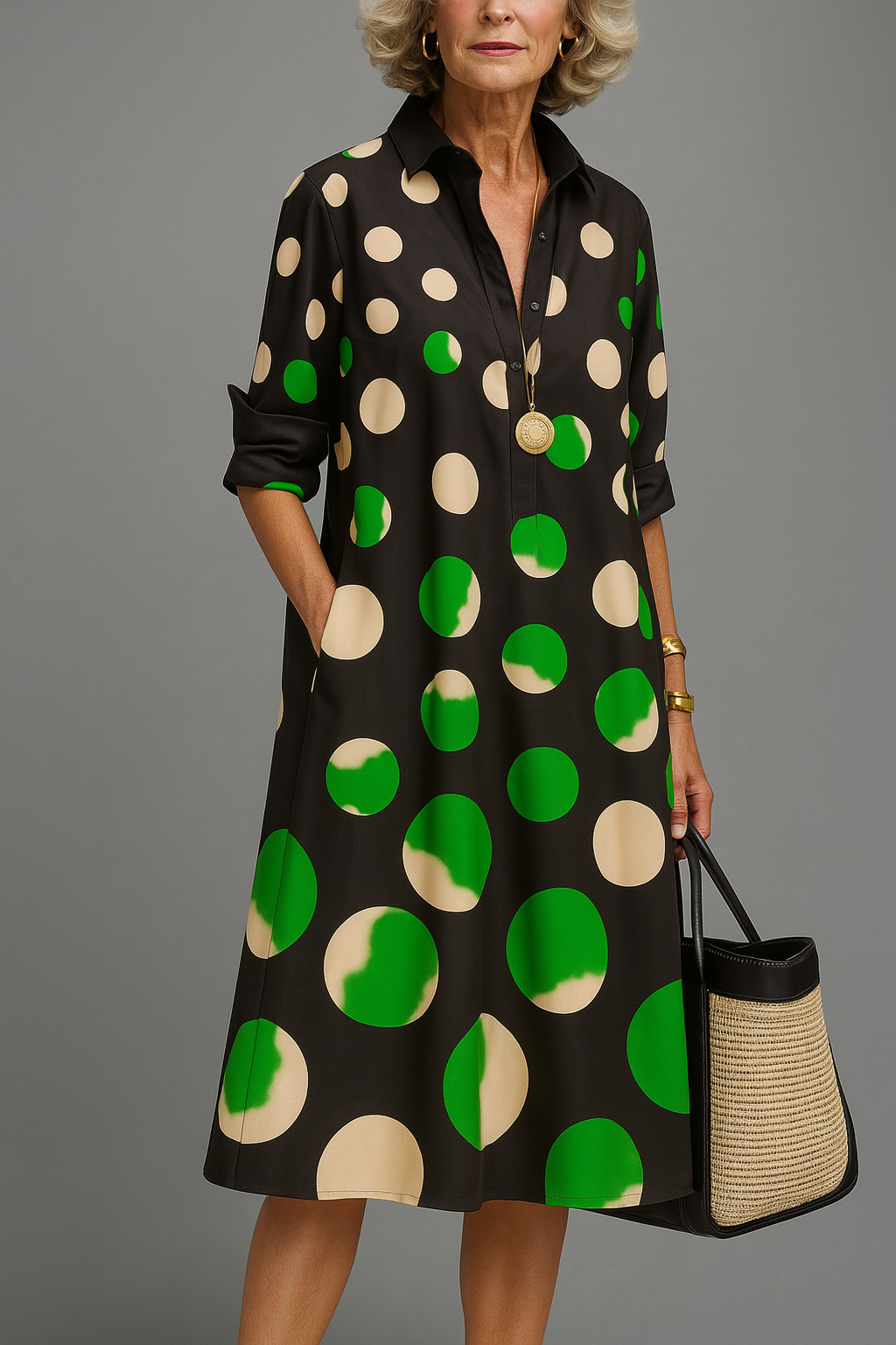 Loretta Elegant Midi Dress — Black