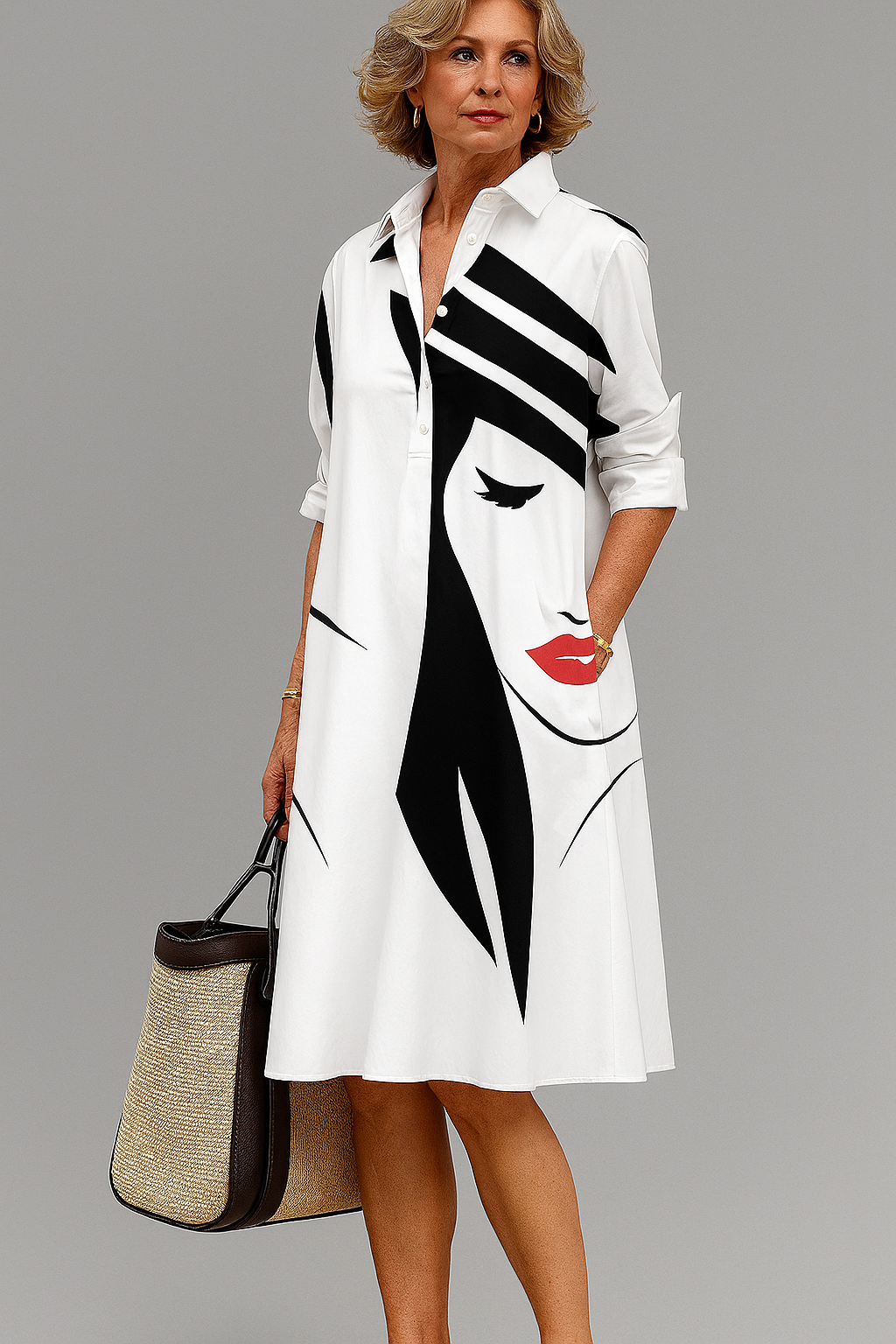 Yvette™ – Elegant Midi Dress in White