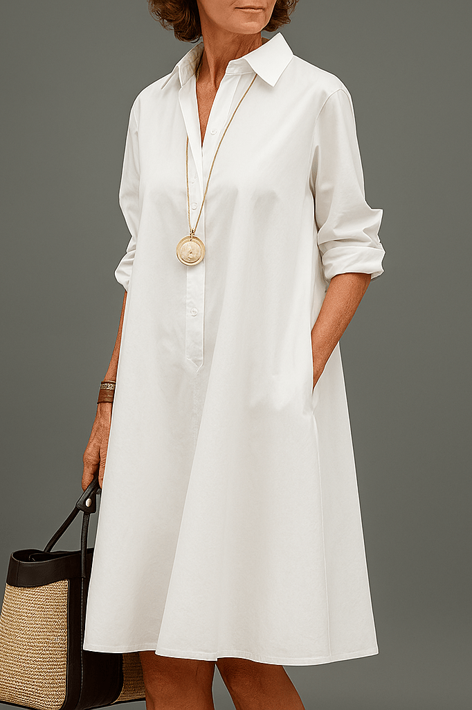Sarah™ – Elegant Midi Dress in White