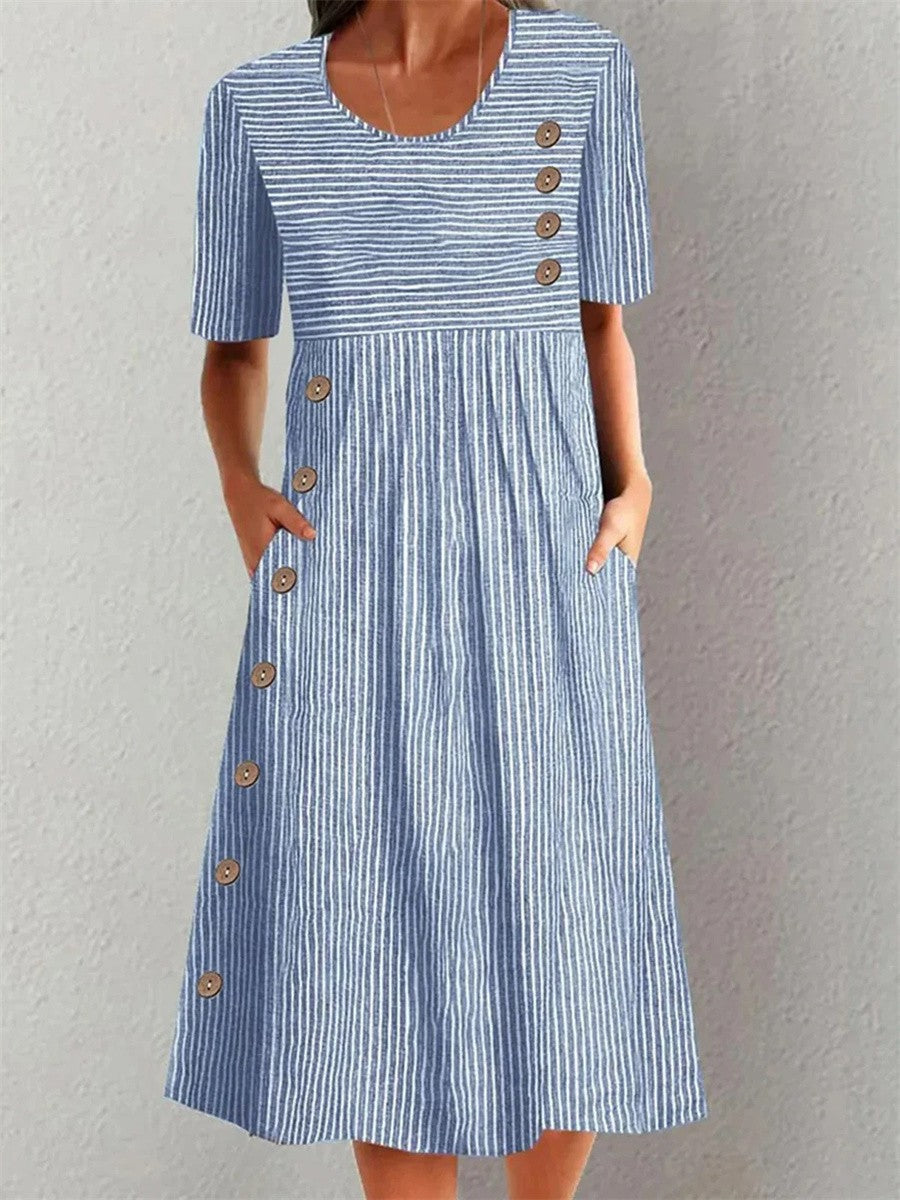 Sofia Striped Summer Dress - Blue
