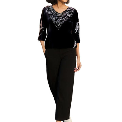 Elvire Elegant Velvet Two-Piece Set - Black