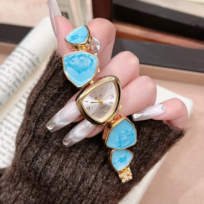 Turquoise Stone Gold Bracelet Watch - Turquoise