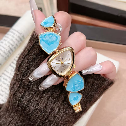Turquoise Stone Gold Bracelet Watch - Turquoise