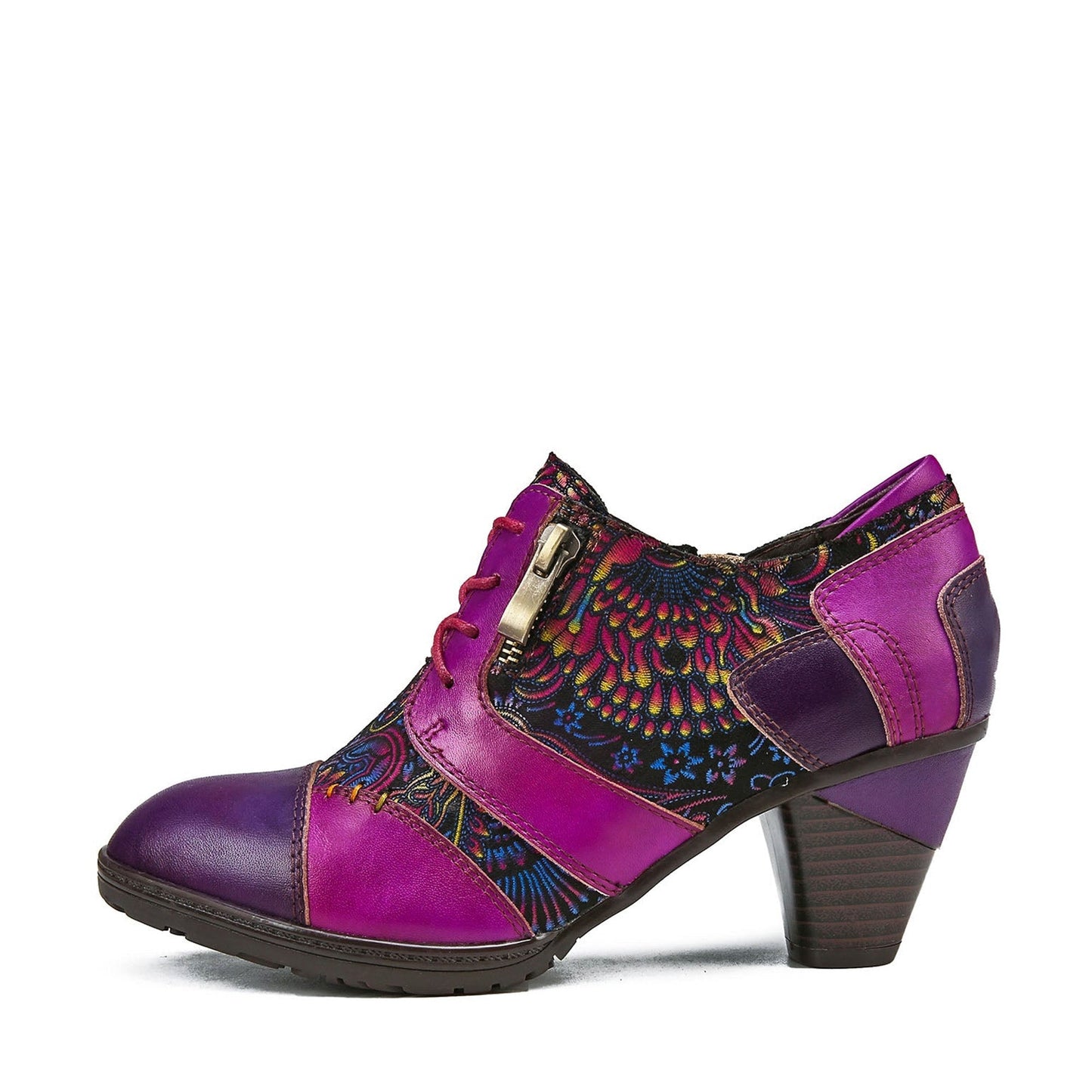 Retro Handmade Leather Patchwork Pumps