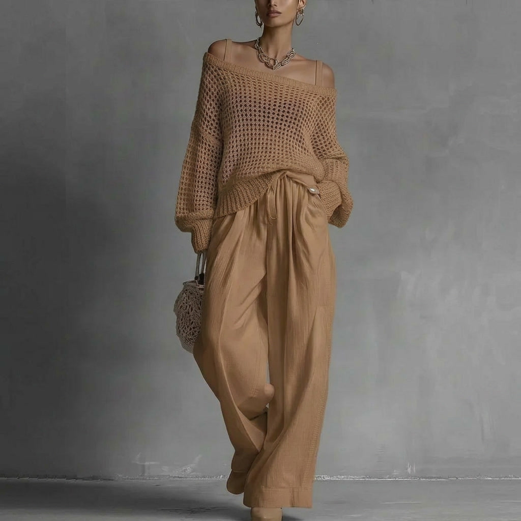 Claribel™ Elegant Two-Piece Set - Khaki