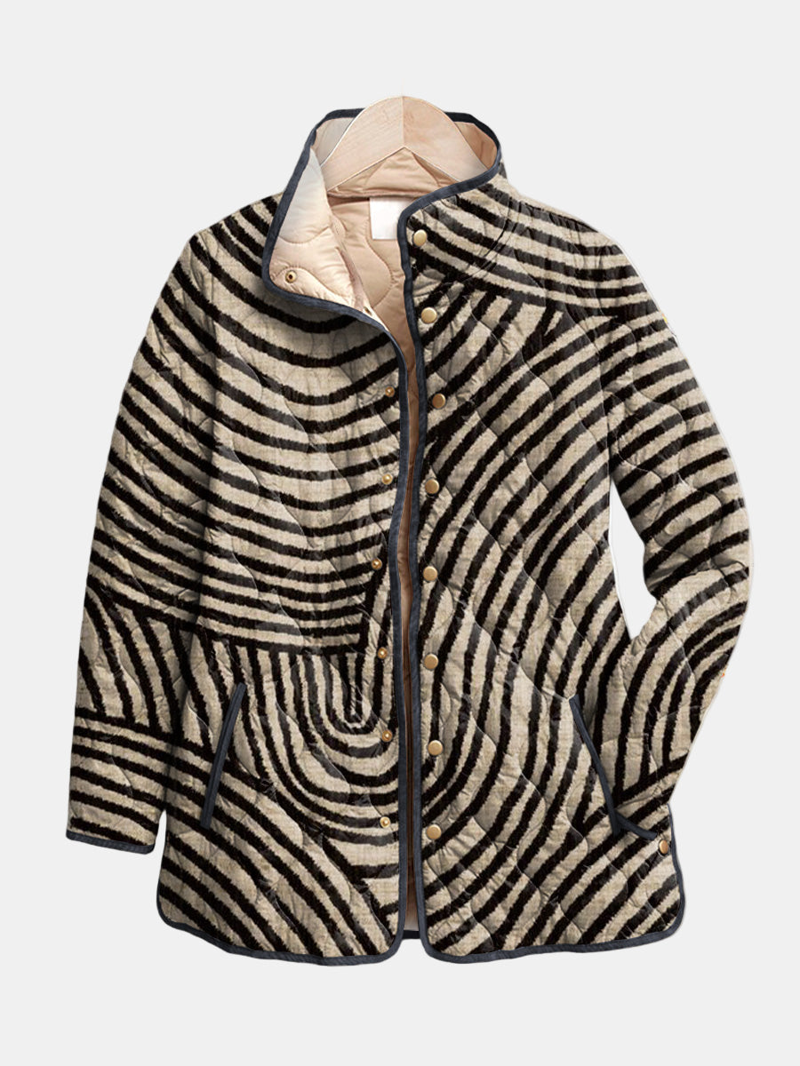 Inaya™ Retro Hand-Drawn Circle Design Quilted Jacket