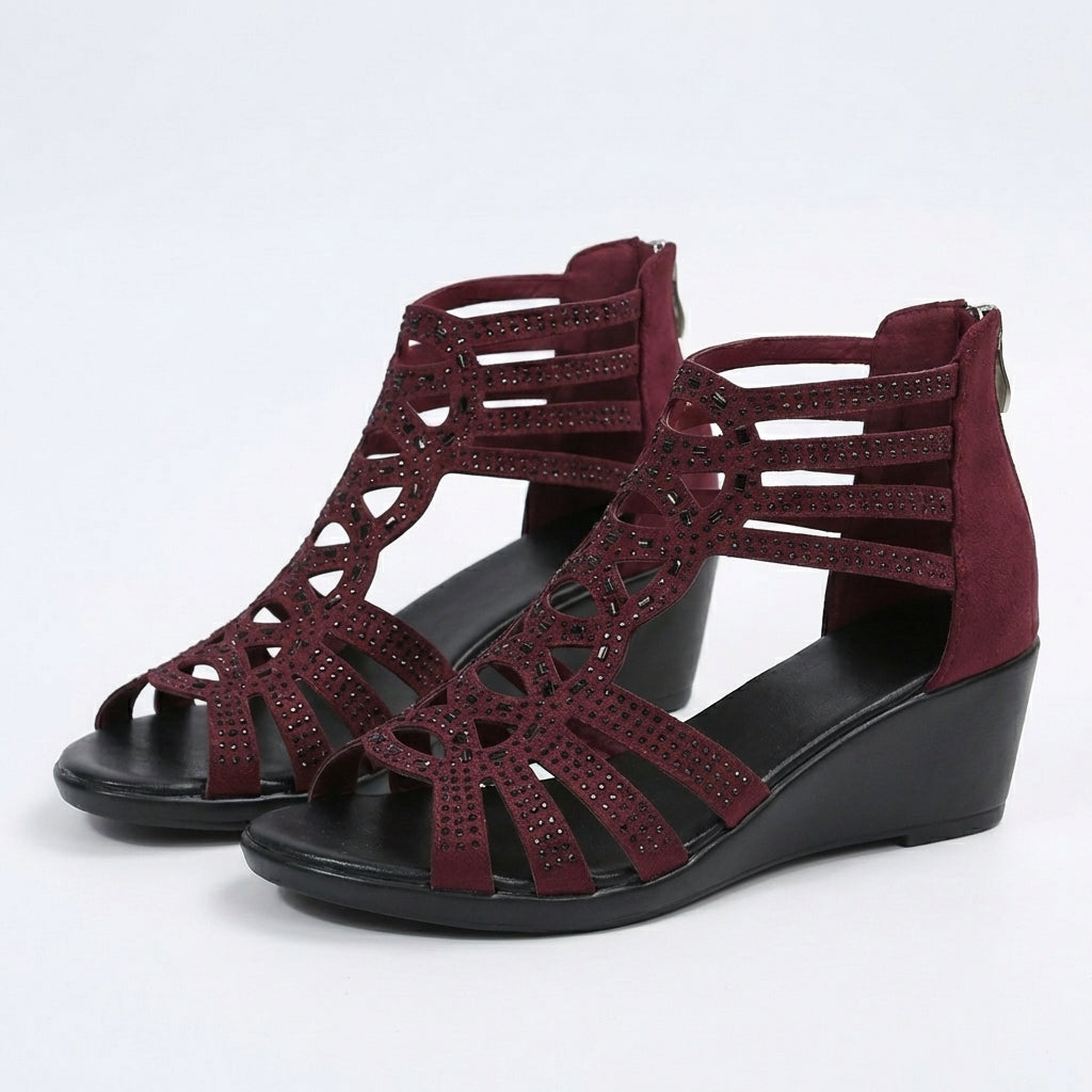 Denise Orthopedic Elegant Sandals - Burgundy
