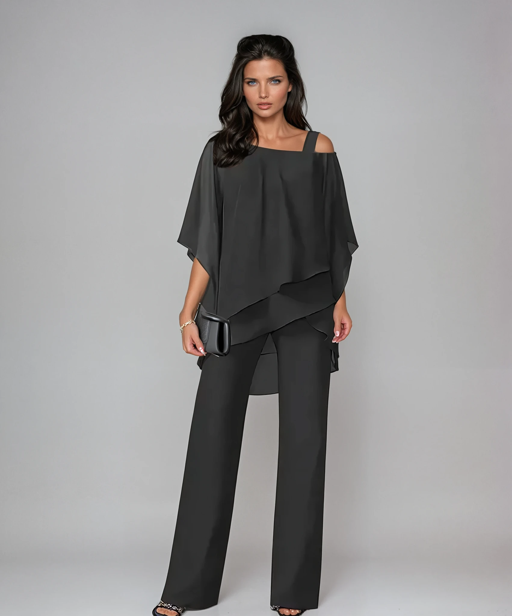 Mariella Two-Piece Layered Set - Black