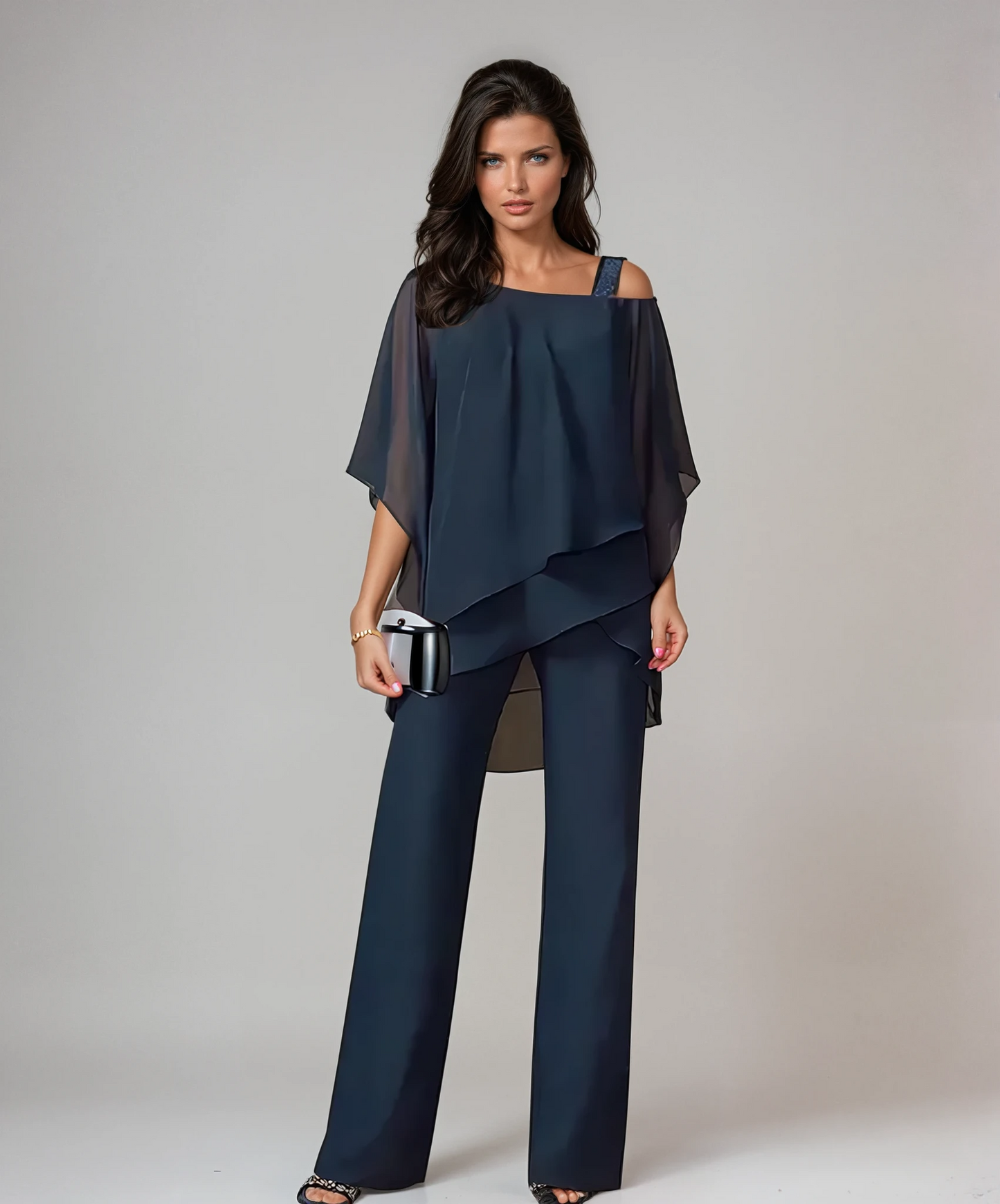 Mariella Two-Piece Layered Set - Navy Blue