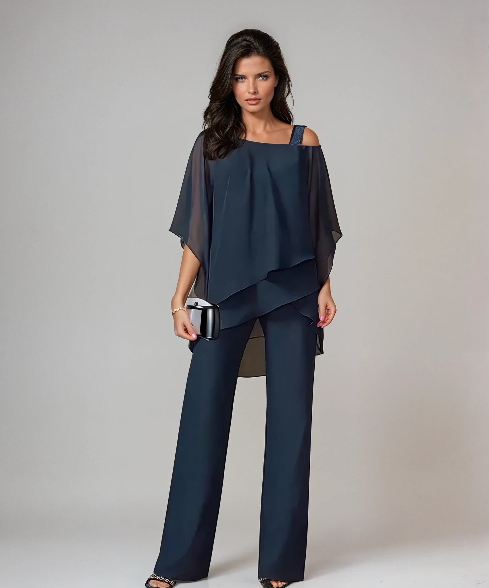 Mariella Two-Piece Layered Set - Navy Blue