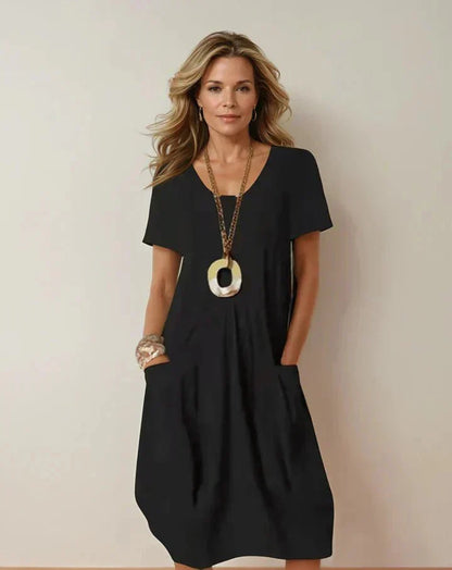 Kwani™ Easy Casual Flow Dress - Black